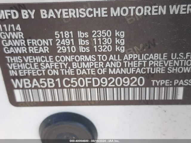 WBA5B1C50FD920920 BMW 535i