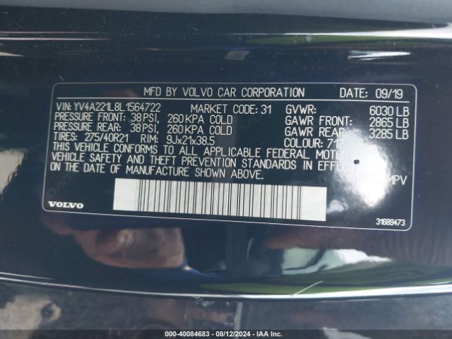 YV4A221L8L1564722 Volvo Xc90 T6 Inscription 6 Passenger