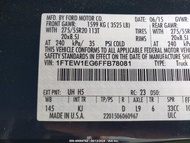 Ford F-150 King Ranch 2015 1FTEW1EG6FFB78081 Image 9