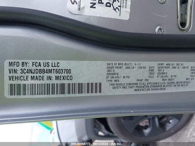 3C4NJDBB4MT603700 Jeep Compass Altitude 4x4