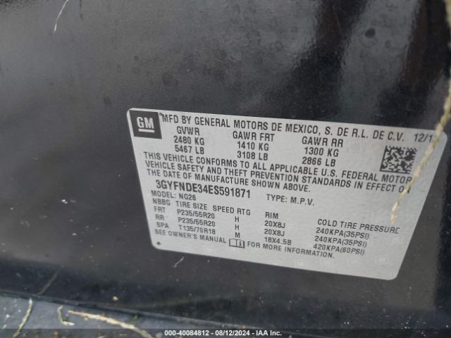3GYFNDE34ES591871 Cadillac Srx Premium Collection