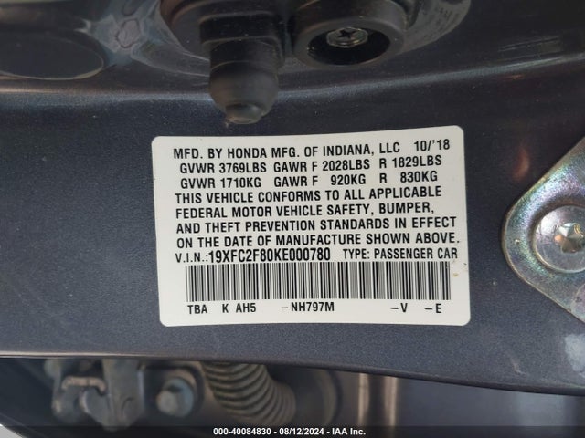 Honda Civic Sport 2019 19XFC2F80KE000780 Image 9