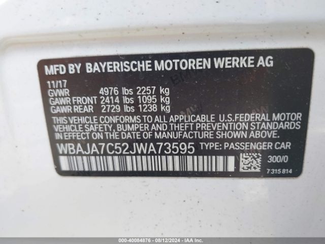 WBAJA7C52JWA73595 BMW 530i Xdrive
