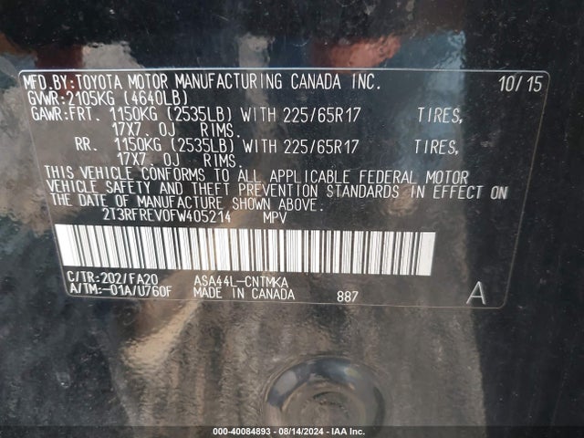 Toyota Rav4 Xle 2015 2T3RFREV0FW405214 Image 9