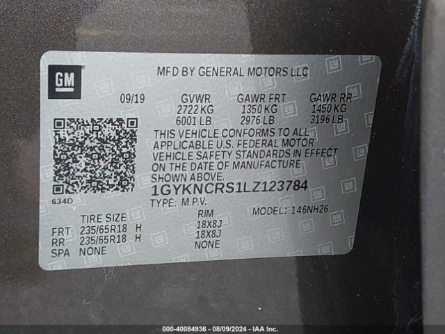 1GYKNCRS1LZ123784 Cadillac Xt5 Fwd Premium Luxury