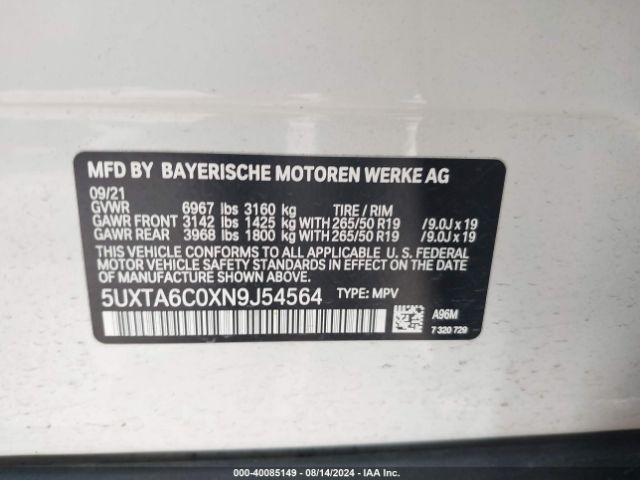 5UXTA6C0XN9J54564 BMW X5 Phev Xdrive45e