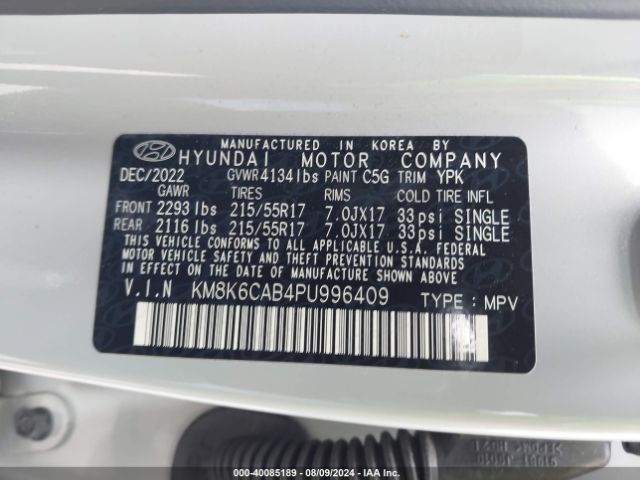 KM8K6CAB4PU996409 Hyundai Kona Sel