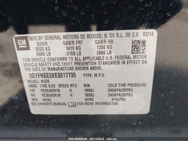 3GYFNEE3XES617735 Cadillac Srx Luxury Collection