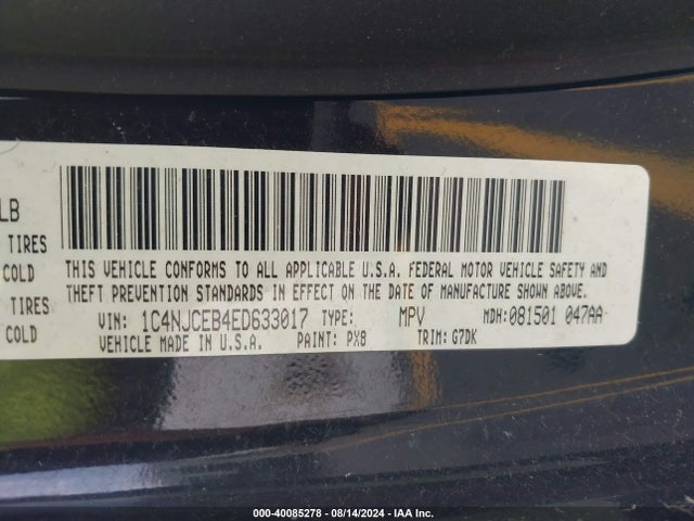 1C4NJCEB4ED633017 Jeep Compass Latitude