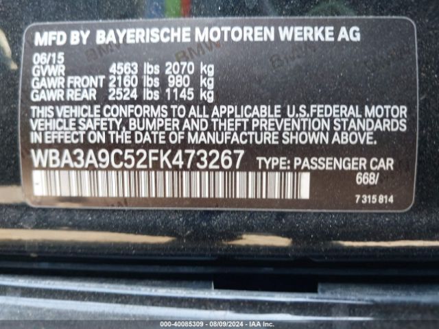 WBA3A9C52FK473267 BMW 335i