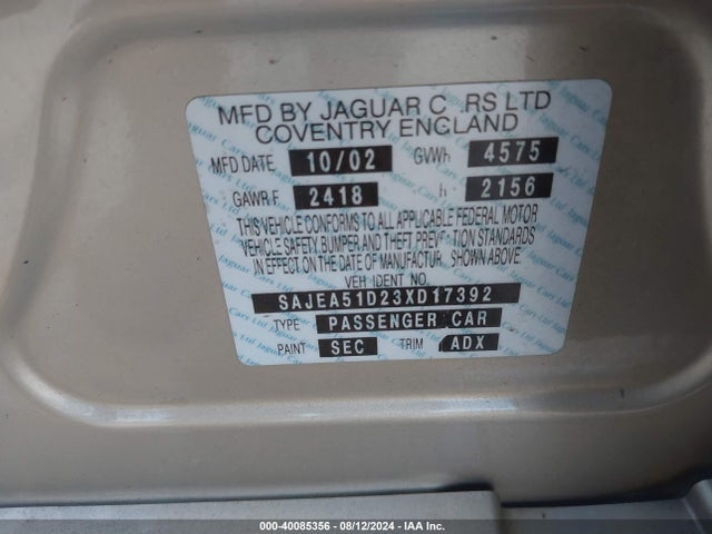 2003 JAGUAR X-TYPE SAJEA51D23XD17392 Photo 8