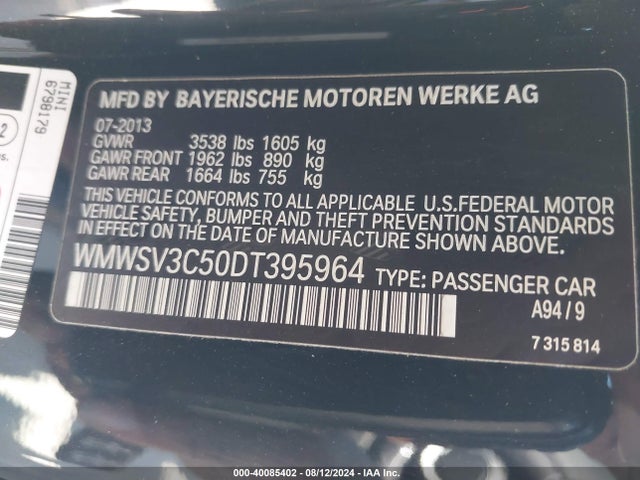 2013 MINI HARDTOP WMWSV3C50DT395964 Photo 8