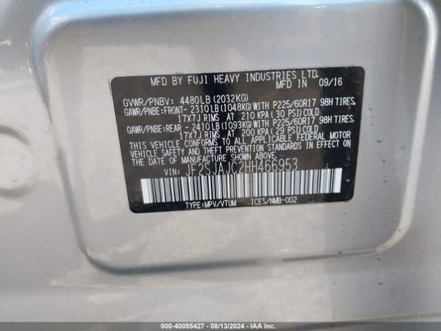 JF2SJAJC2HH466953 Subaru Forester 2.5i Limited