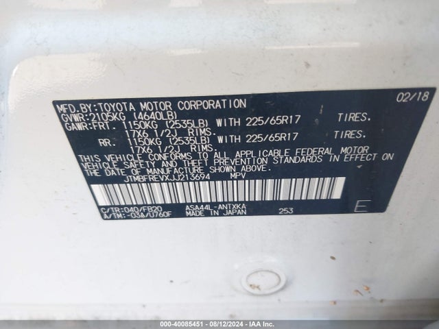 Toyota RAV4 LE 2018 JTMBFREVXJJ213694 Image 9