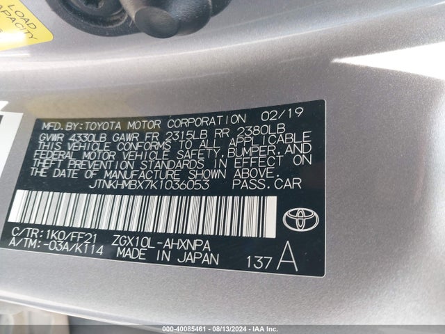 Toyota C-HR XLE 2019 JTNKHMBX7K1036053 Image 9
