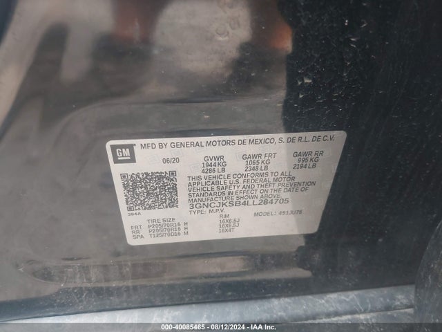Chevrolet Trax Fwd Ls 2020 3GNCJKSB4LL284705 Image 9