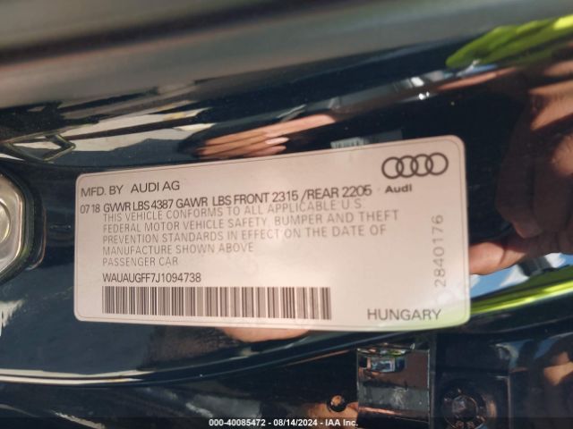 WAUAUGFF7J1094738 Audi A3 2.0t Premium/2.0t Tech Premium