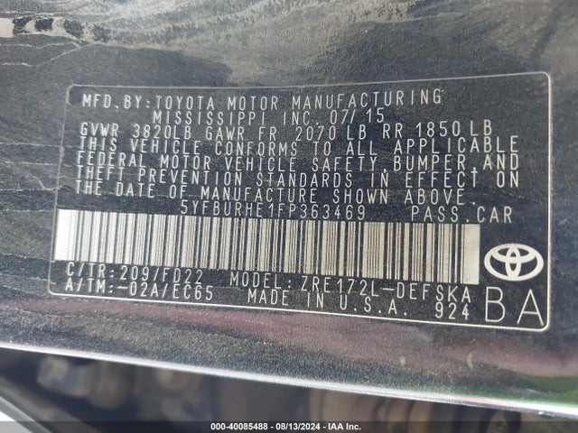 Toyota Corolla S Plus 2015 5YFBURHE1FP363469 Image 9