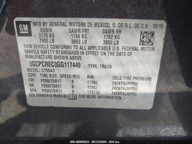 Chevrolet Silverado 1500 1lt 2016 3GCPCREC0GG117449 Image 9