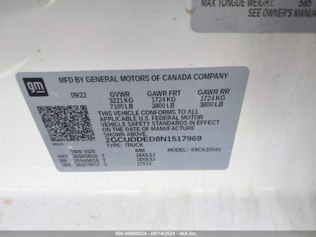 2GCUDDED8N1517969 Chevrolet Silverado 1500 4wd  Standard Bed Lt