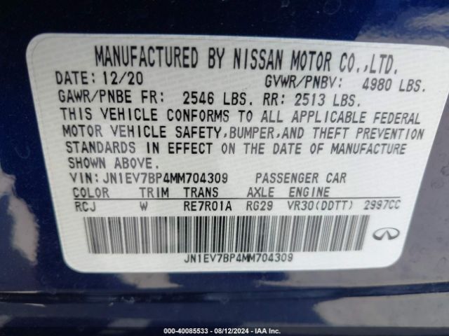 JN1EV7BP4MM704309 Infiniti Q50