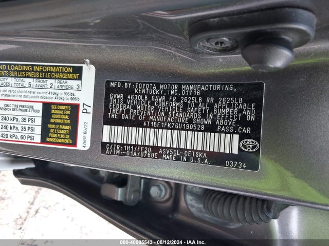 Toyota CAMRY SE 2016 4T1BF1FK7GU190528 Image 9