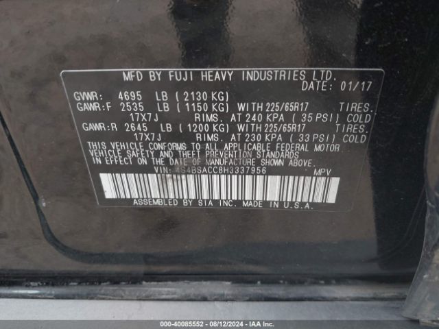 4S4BSACC8H3337956 Subaru Outback 2.5i Premium