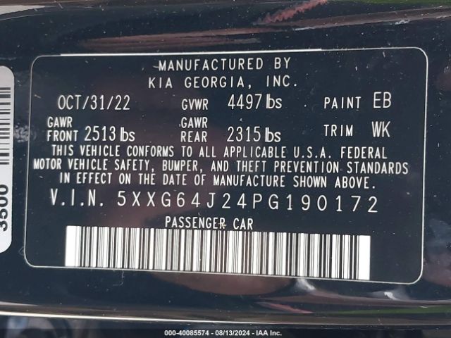 5XXG64J24PG190172 KIA K5 Gt-line