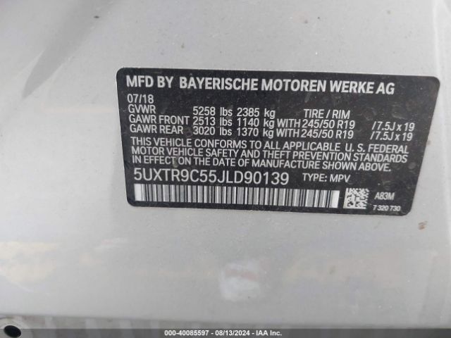 5UXTR9C55JLD90139 BMW X3 Xdrive30i