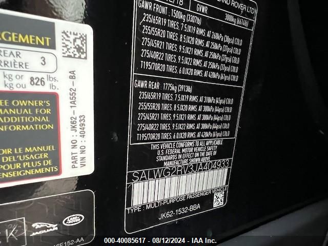 SALWG2RV3JA404933 Land Rover Range Rover Sport Se