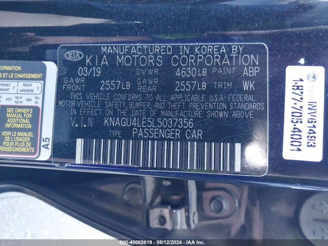 KIA Optima Hybrid Ex 2020 KNAGU4LE5L5037356 Image 9