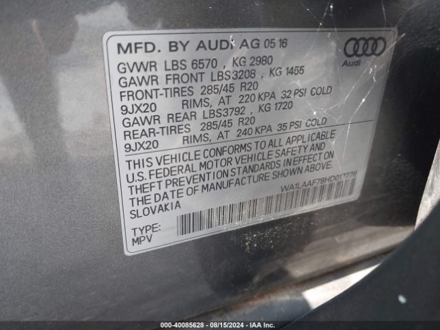 WA1LAAF78HD017776 Audi Q7 3.0t Premium