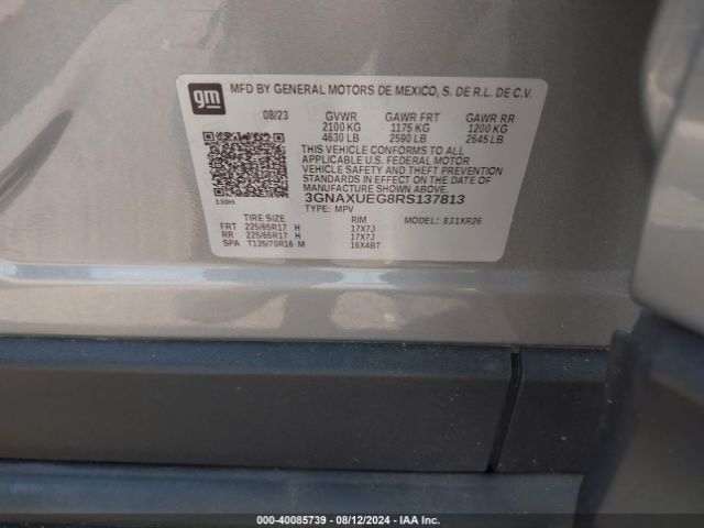 3GNAXUEG8RS137813 Chevrolet Equinox Awd Lt