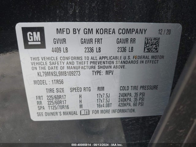 Chevrolet Trailblazer Awd Ls 2021 KL79MNSL9MB109273 Image 9