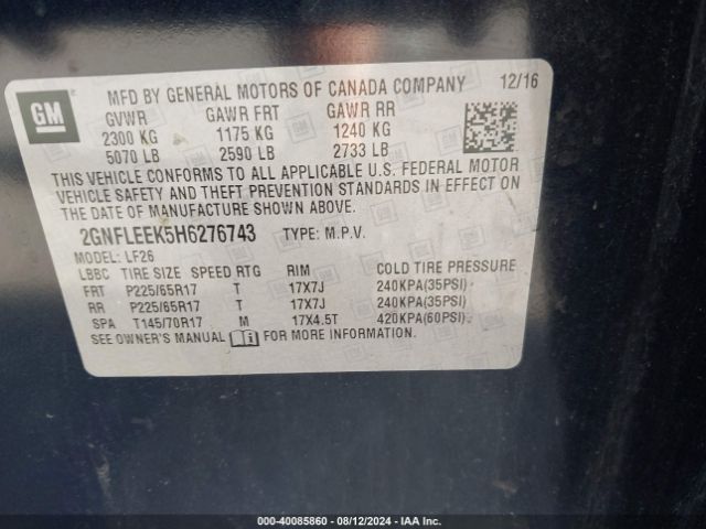 2GNFLEEK5H6276743 Chevrolet EQUINOX LS