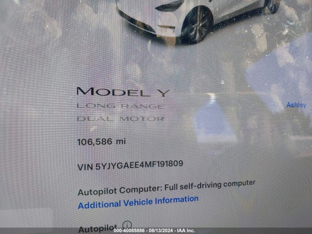 2021 TESLA MODEL Y 5YJYGAEE4MF191809 Photo 6