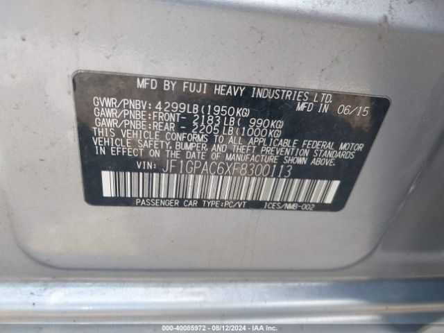 JF1GPAC6XF8300113 Subaru Impreza 2.0i Premium