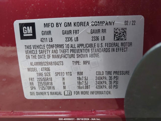 KL4MMBS28NB104273 Buick Encore Gx Fwd Preferred