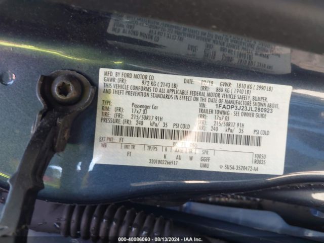 1FADP3J23JL280923 Ford Focus Titanium