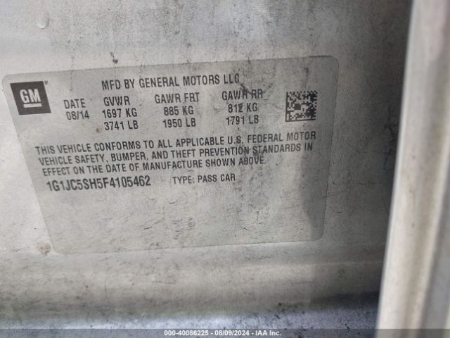 1G1JC5SH5F4105462 Chevrolet Sonic Lt Auto