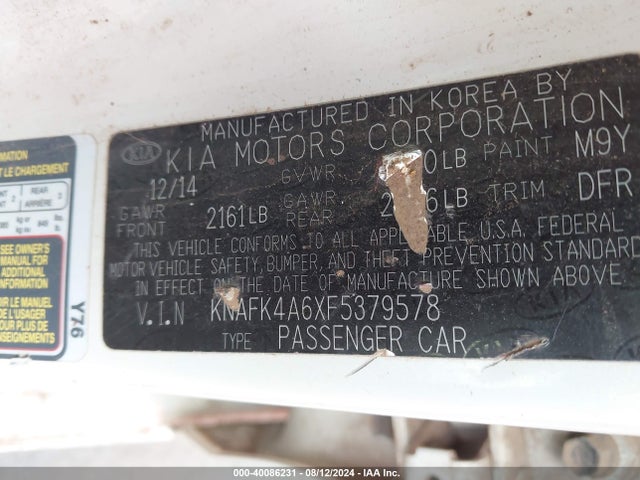 KIA FORTE LX 2015 KNAFK4A6XF5379578 Image 9