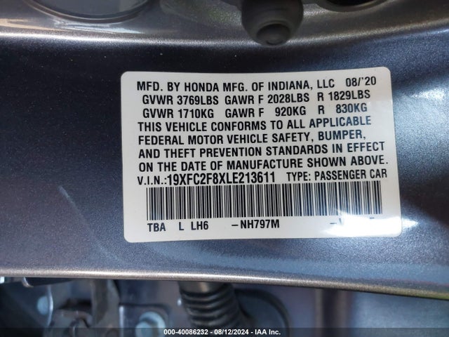 Honda Civic Sport 2020 19XFC2F8XLE213611 Image 9