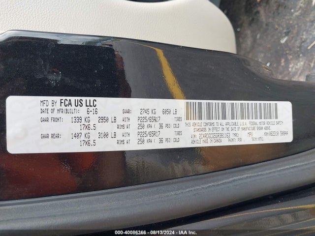 Dodge Grand Caravan Sxt 2016 2C4RDGCG5GR381163 Image 9
