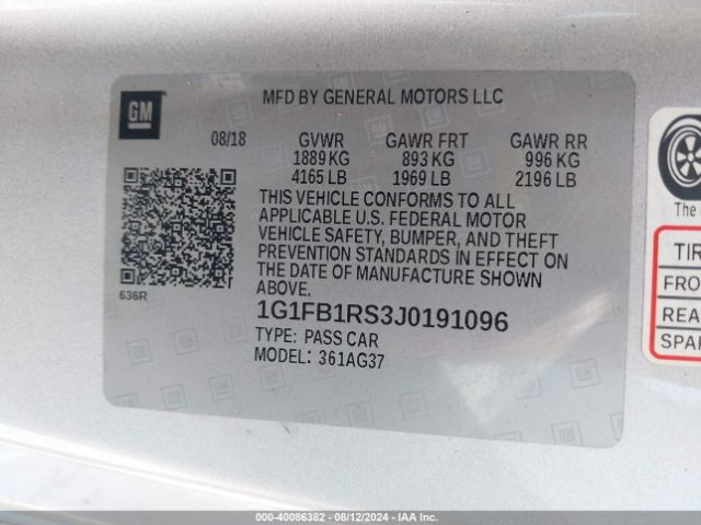 1G1FB1RS3J0191096 Chevrolet Camaro 1lt