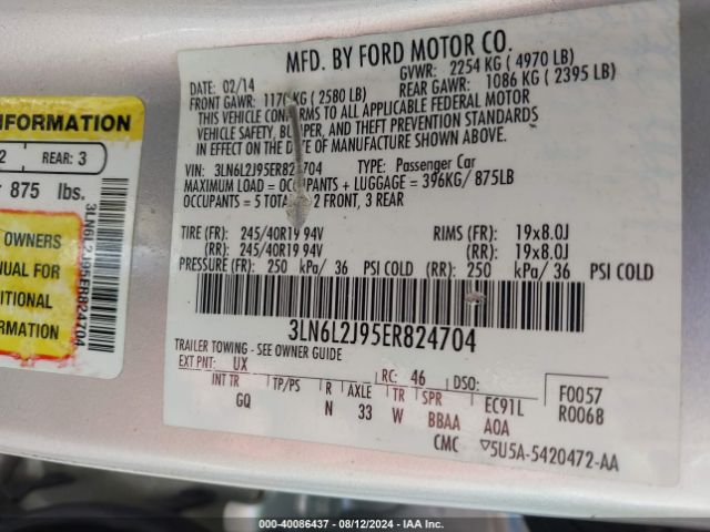 3LN6L2J95ER824704 Lincoln MKZ