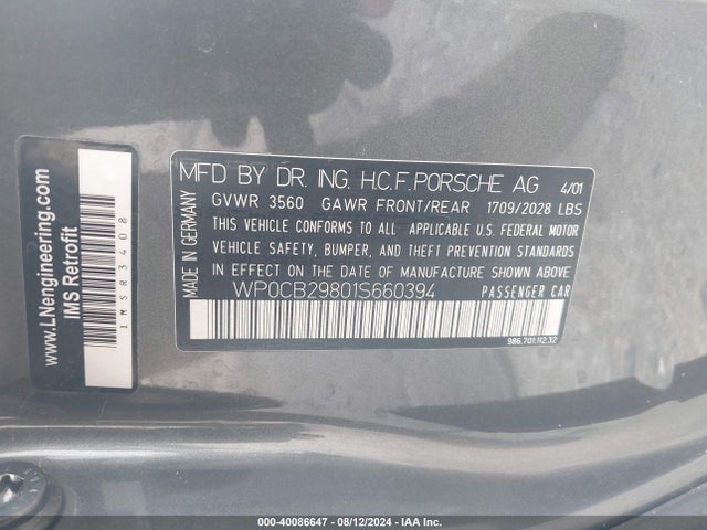 2001 PORSCHE BOXSTER WP0CB29801S660394 Photo 8