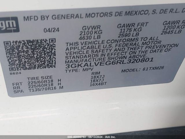 3GKALVEG6RL320801 GMC Terrain Awd Slt