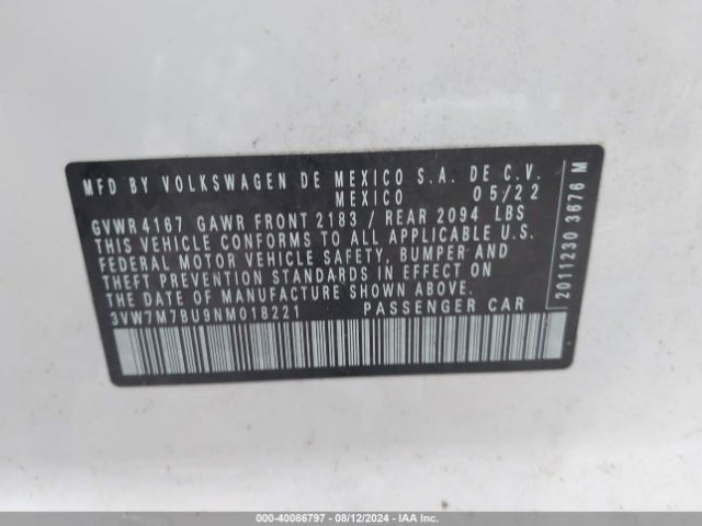 3VW7M7BU9NM018221 Volkswagen Jetta 1.5t Se