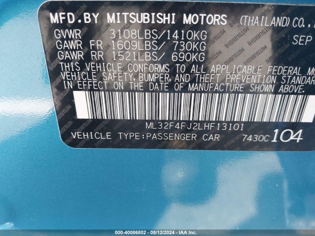 2020 MITSUBISHI MIRAGE G4 ML32F4FJ2LHF13101 Photo 8
