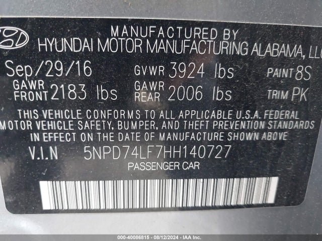 Hyundai ELANTRA SE 2017 5NPD74LF7HH140727 Image 9
